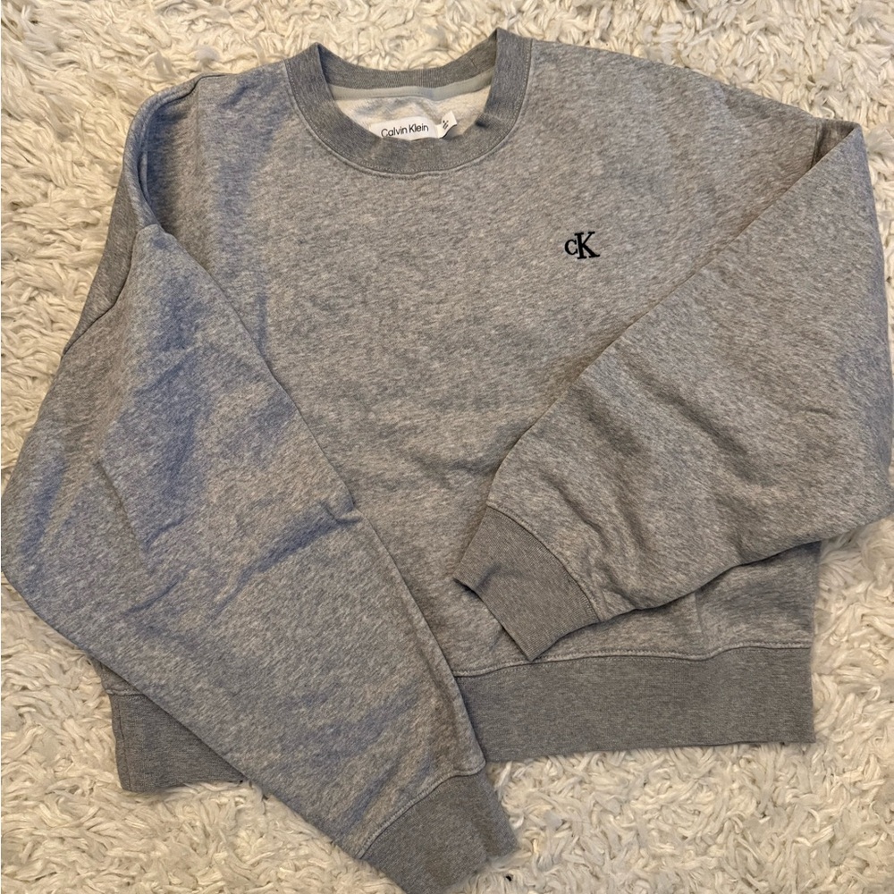 Calvin Klein Light Gray Cropped Sweater